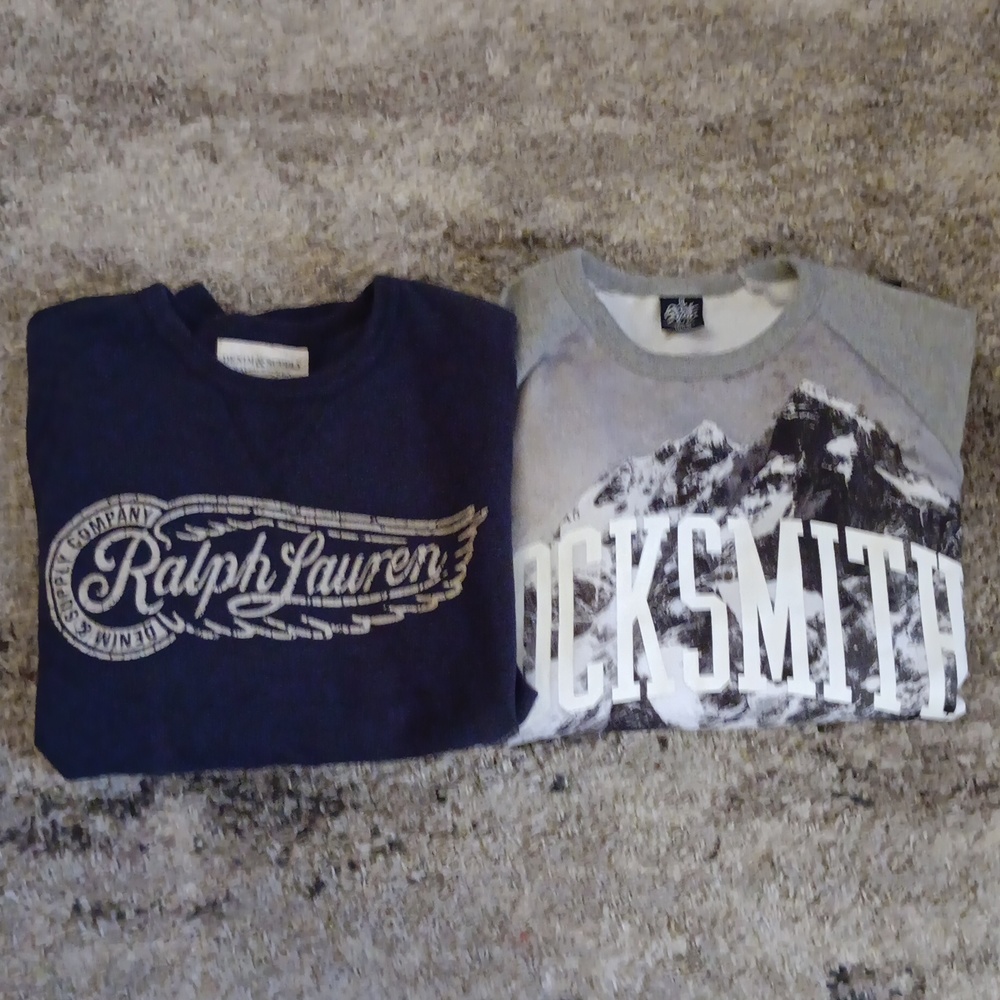 (2)men's szXL sweaters.. RockSmith & Ralph Lauren brand.. grey/navyblue